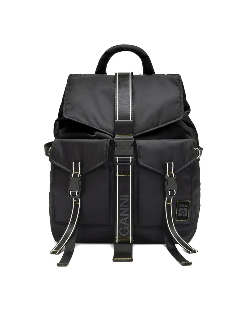 Ganni Re-Tech Buckled Backpack Black
