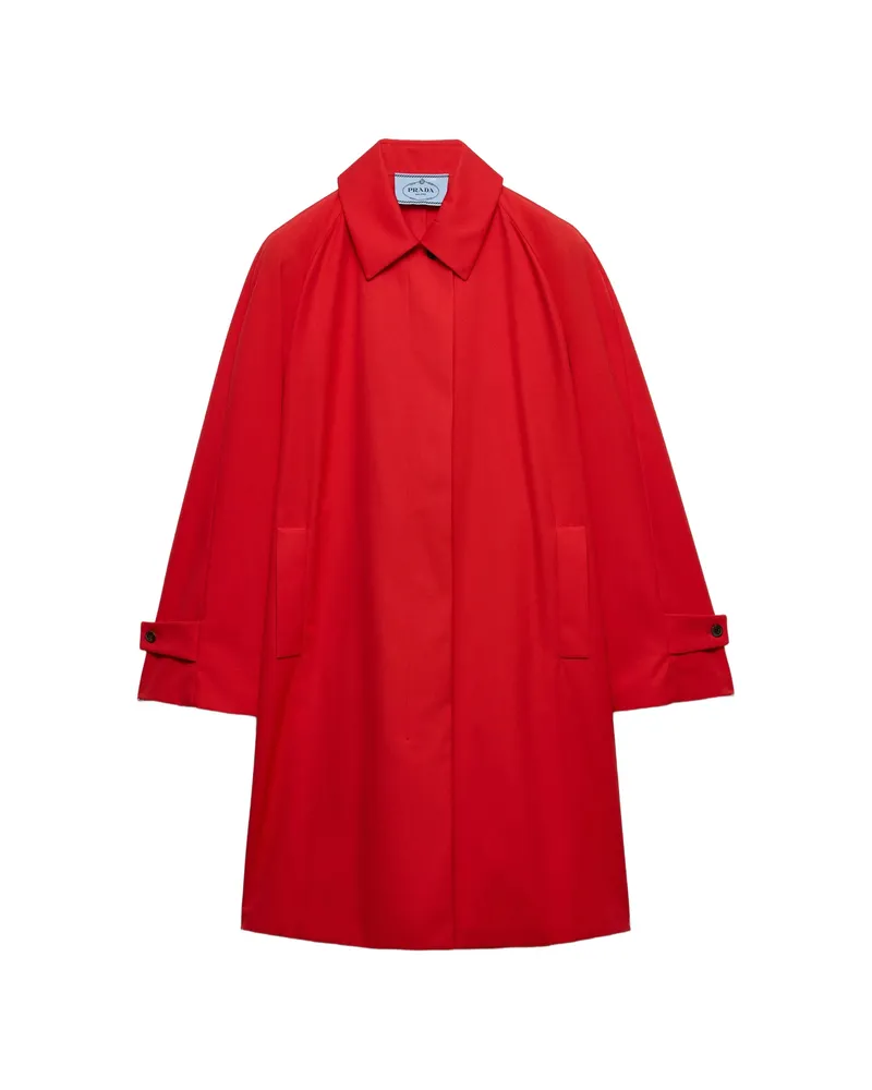 Prada Single-breasted Gabardine Coat Red