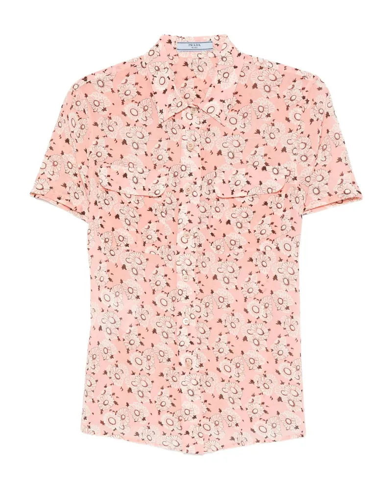 Prada Flower Patch-pocket Shirt Pink