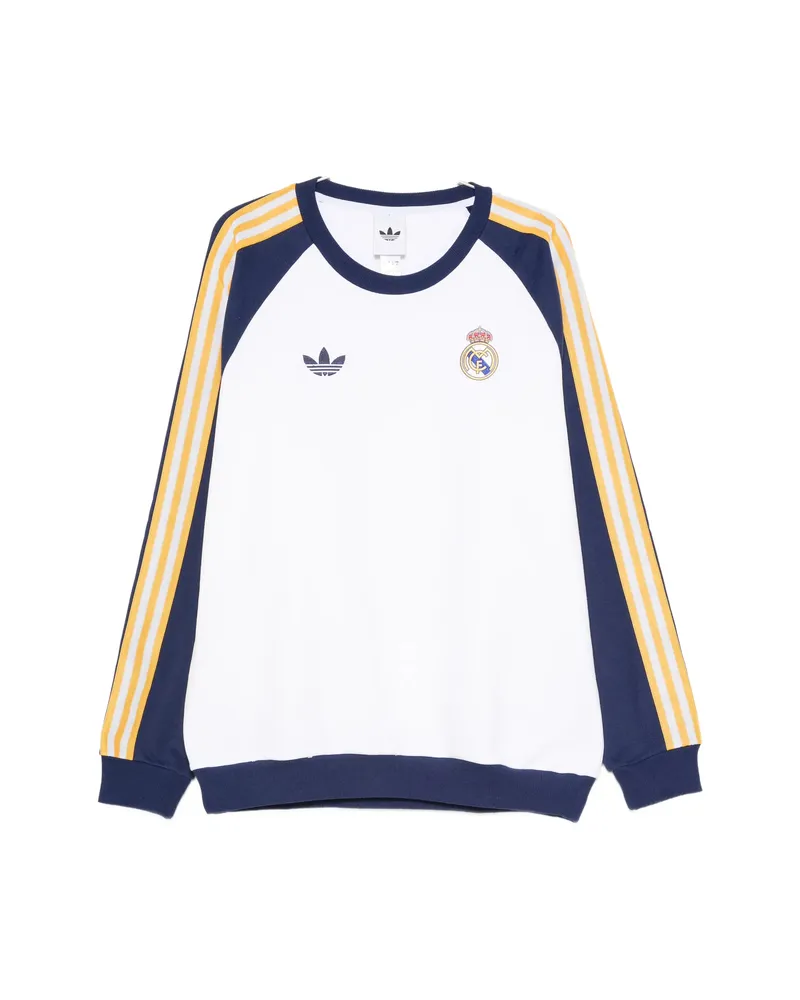 adidas Real OG Raglan-sleeve Stripe-detail Swetashirt White