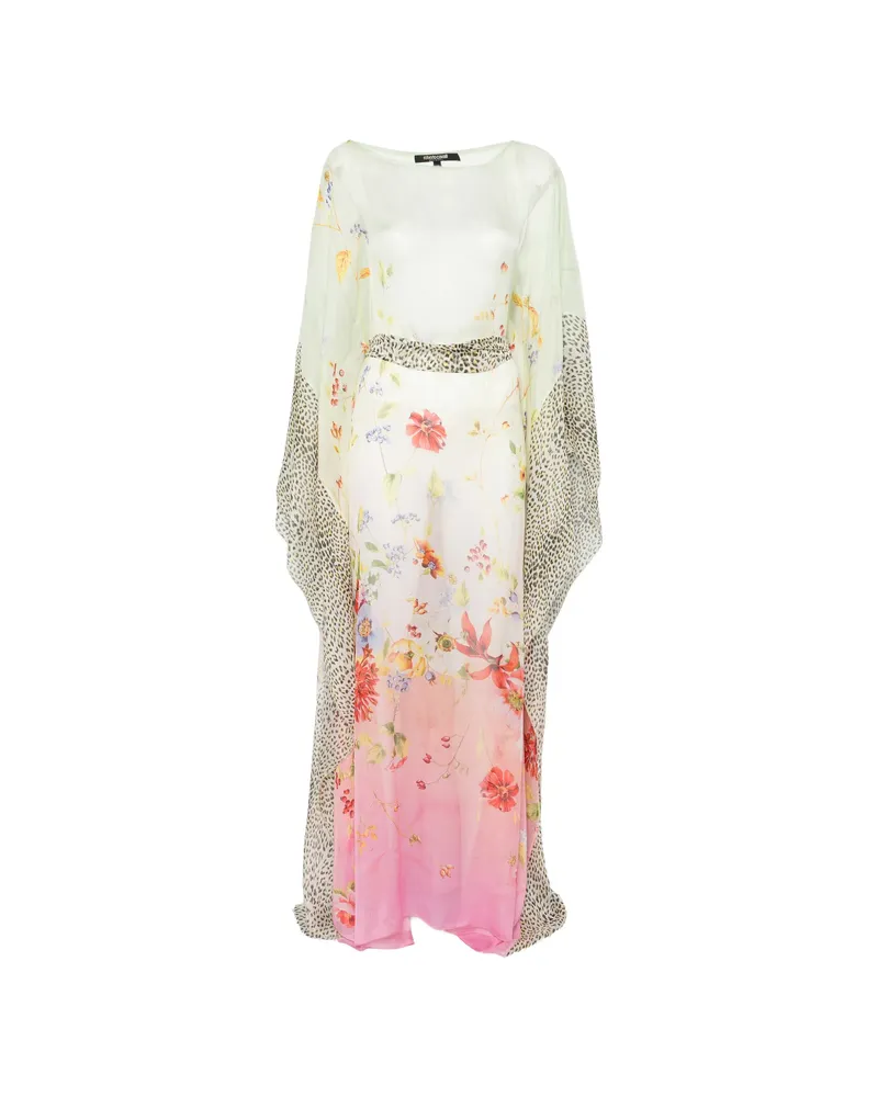Roberto Cavalli Floral-print Kaftan Neutrals