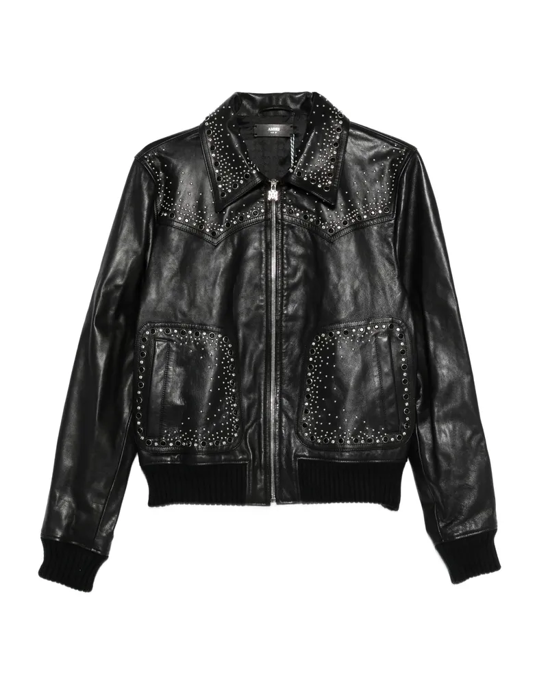 Amiri Crystal-embellished Leather Jacket Black