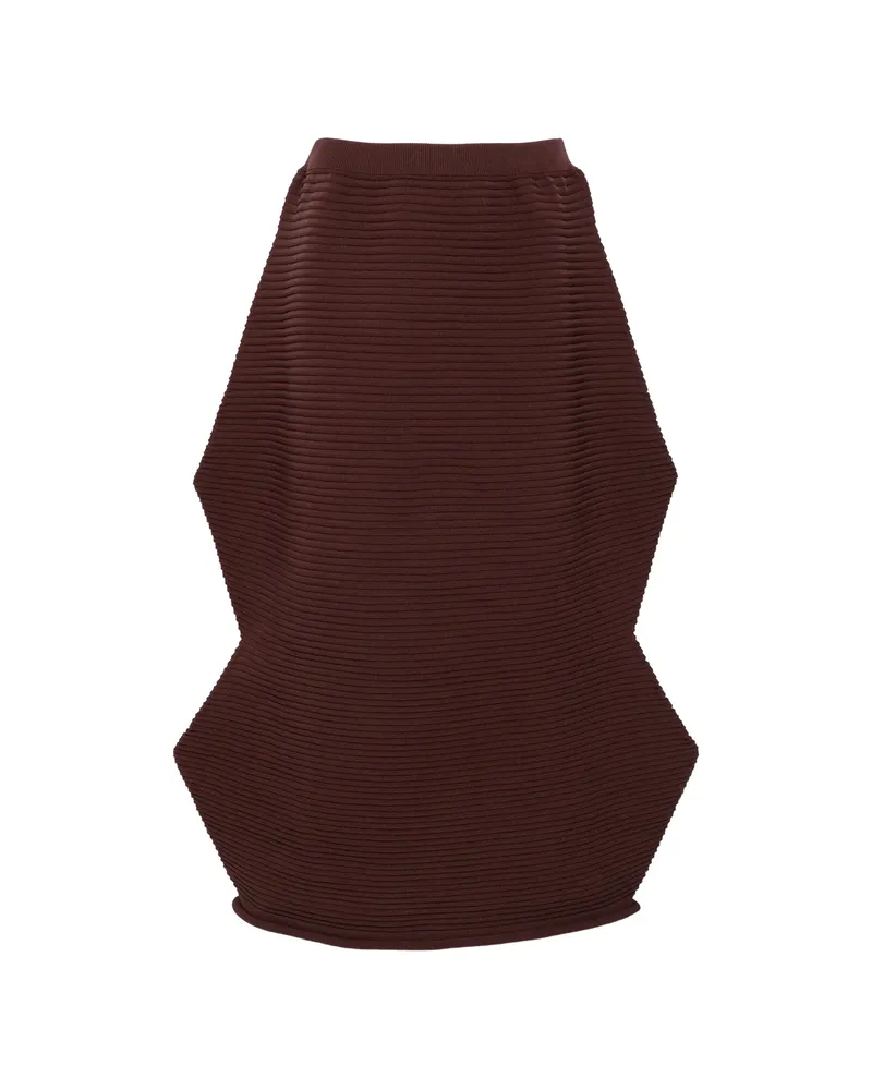 Issey Miyake Sculptural Pleated Skirt Brown