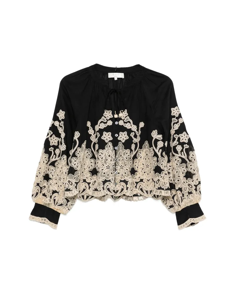 Sea Gracelyn Lace-trimmed Embroidered Blouse Black