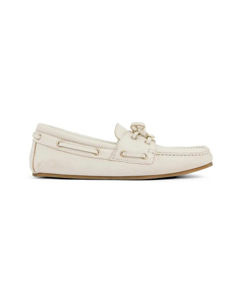 Gucci Logo-plaque Tie-fastening Boat Shoes White