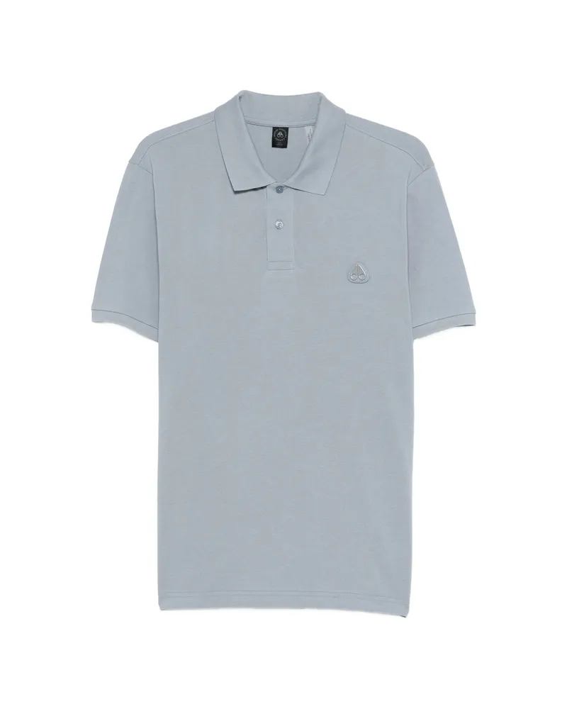 Moose Knuckles Everett Emblem Short-sleeve Polo Shirt Blue