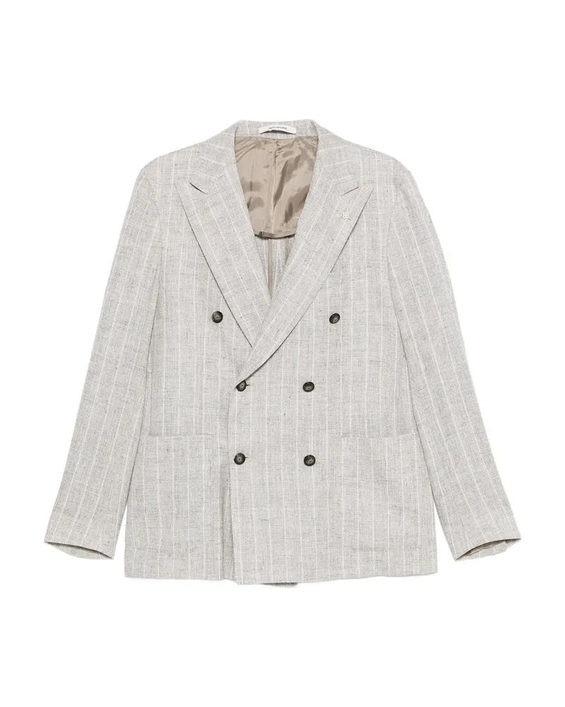 Tagliatore Double-breasted Striped Blazer Neutrals