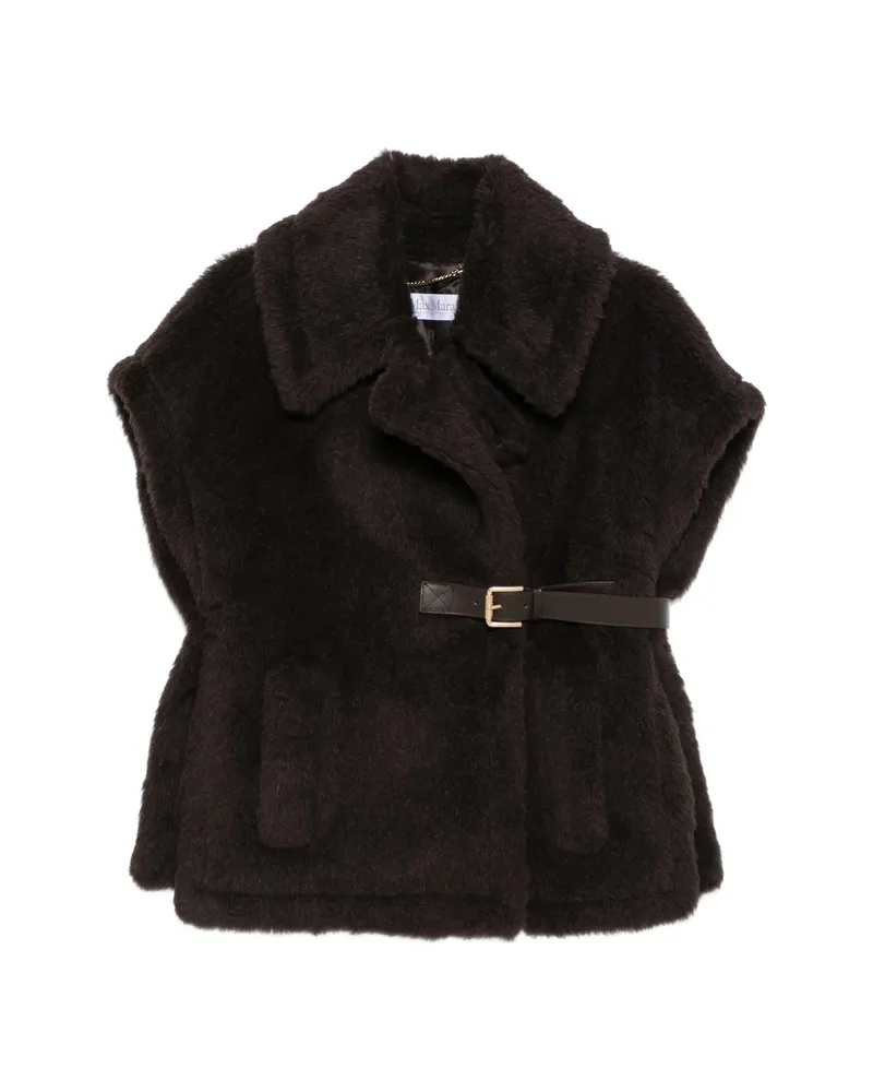 Max Mara Belted Faux-fur Gilet Brown