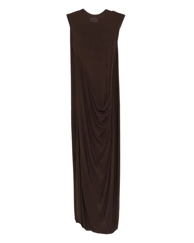 Jean Paul Gaultier Draped Sleeveless Maxi Dress Brown