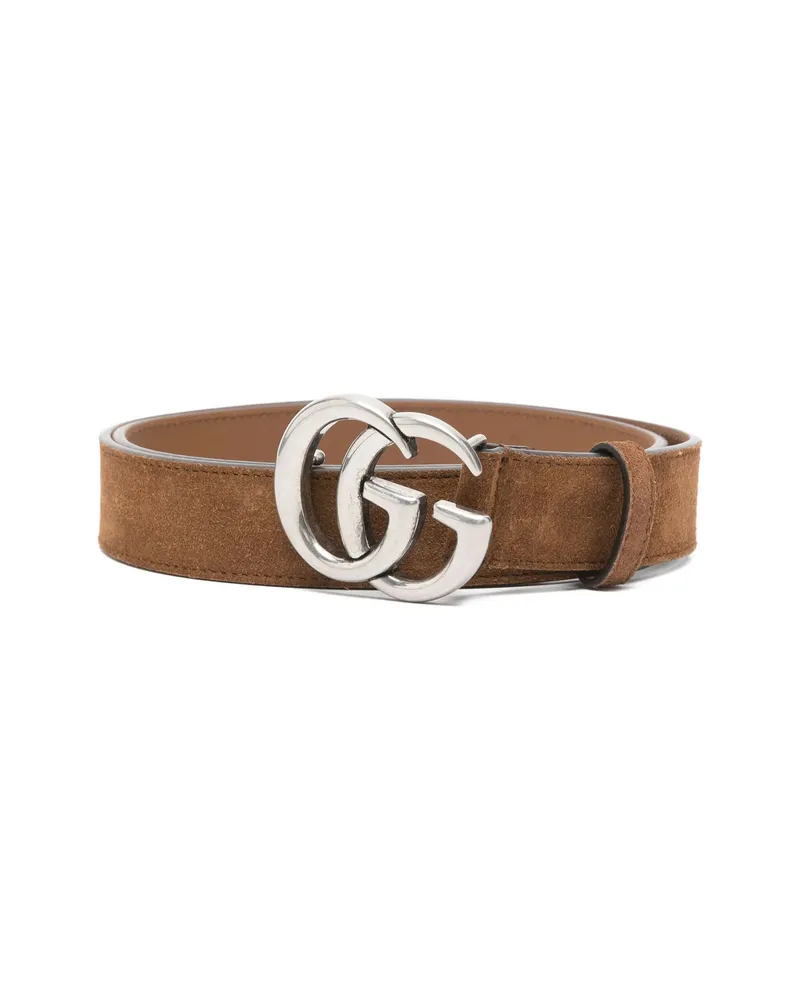 Gucci GG Logo Suede Belt Brown
