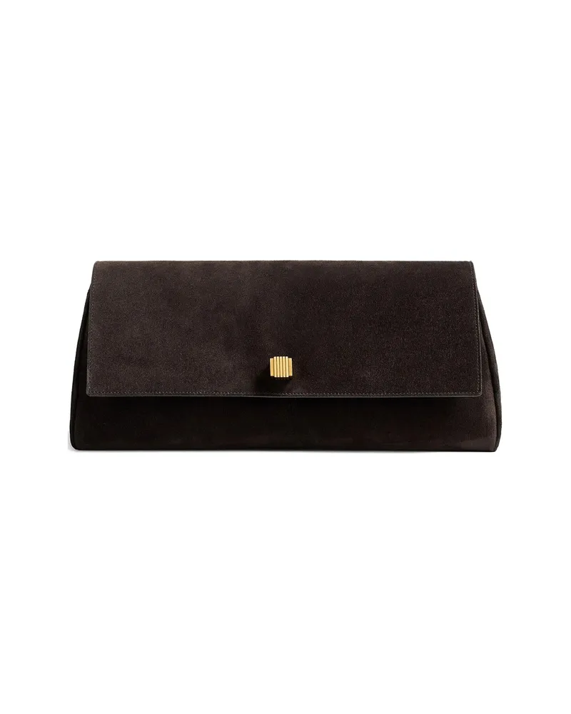 KHAITE Audrey Suede Clutch Bag Brown