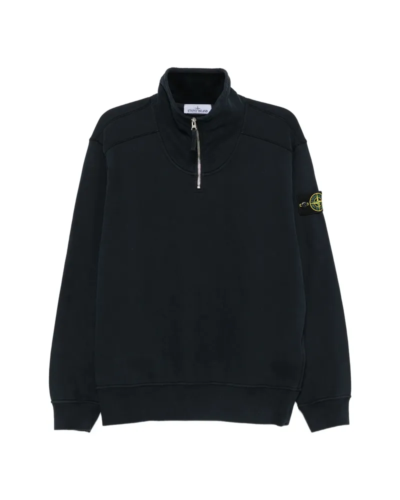 Stone Island Felpa Quarter-zip Logo-patch Sweater Black
