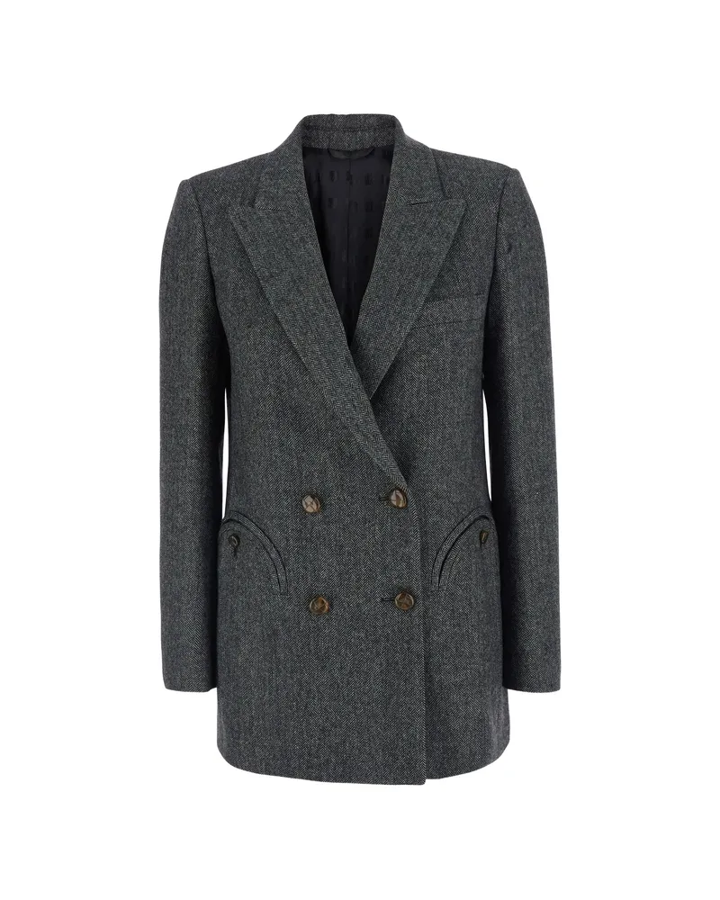 Blazé Milano Herringbone-pattern Double-breasted Blazer Grey