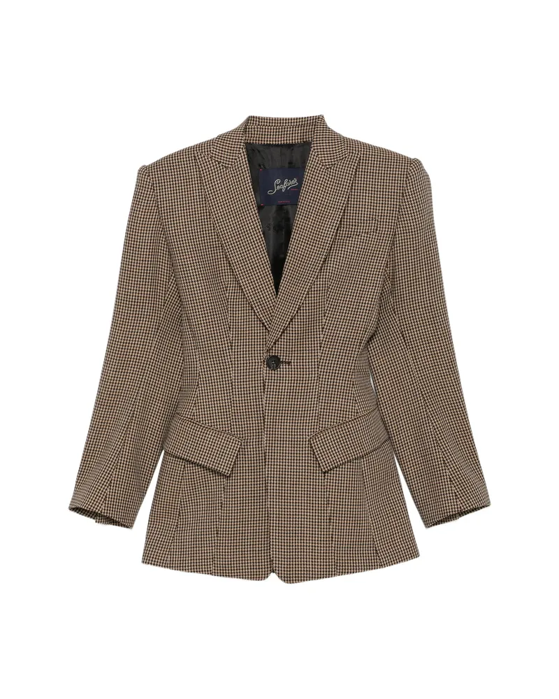 Seafarer Houndstooth-pattern Single-breasted Blazer Brown