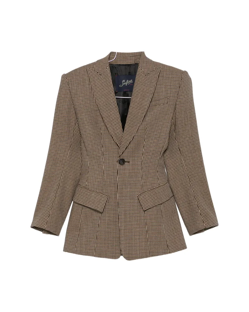 Seafarer Houndstooth-pattern Single-breasted Blazer Brown