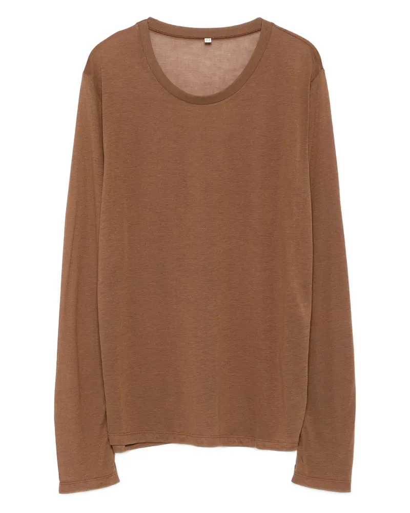 Baserange Round-neck Long-sleeve Top Brown
