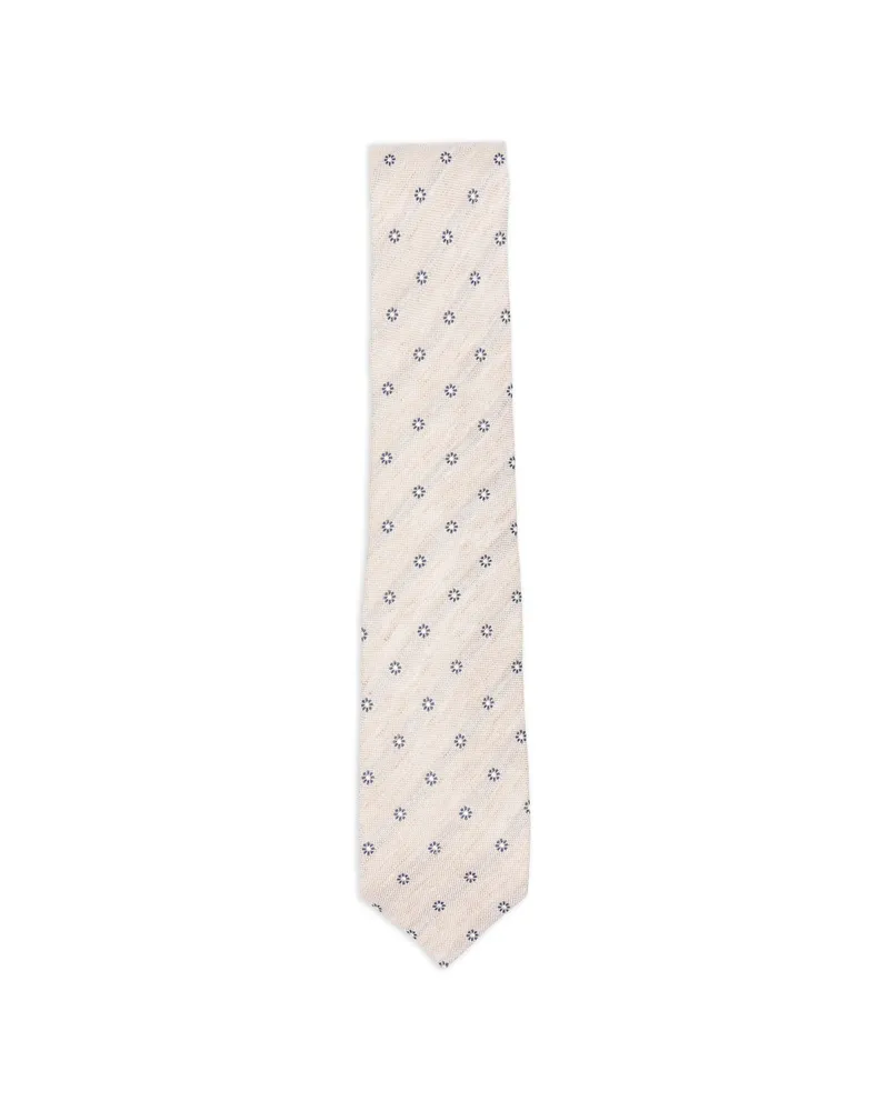 BARBA Floral-pattern Tie Neutrals