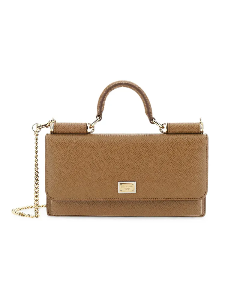 Dolce & Gabbana Dauphine Leather Mini Bag Neutrals