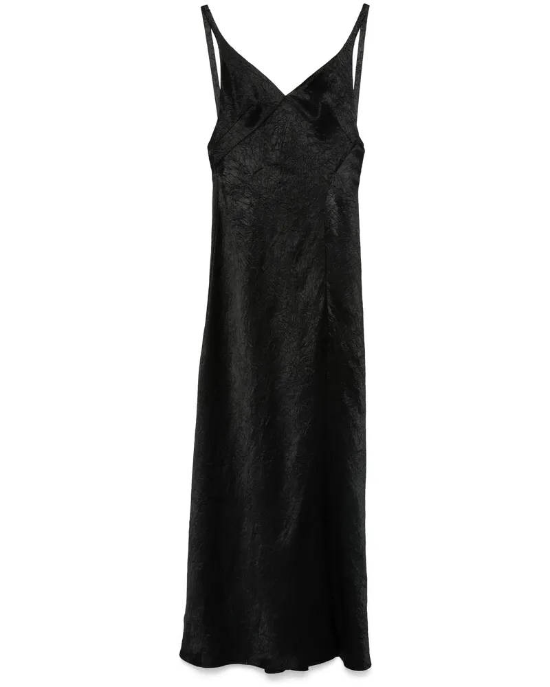 Alexander McQueen Crinkled-finish Maxi Dress Black