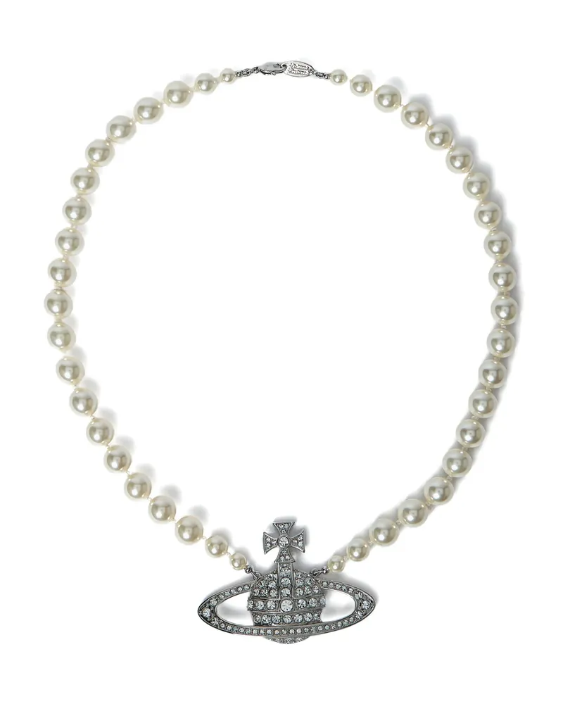 Vivienne Westwood Man. Bas Relief Orb-embellished Pearl Necklace Silver