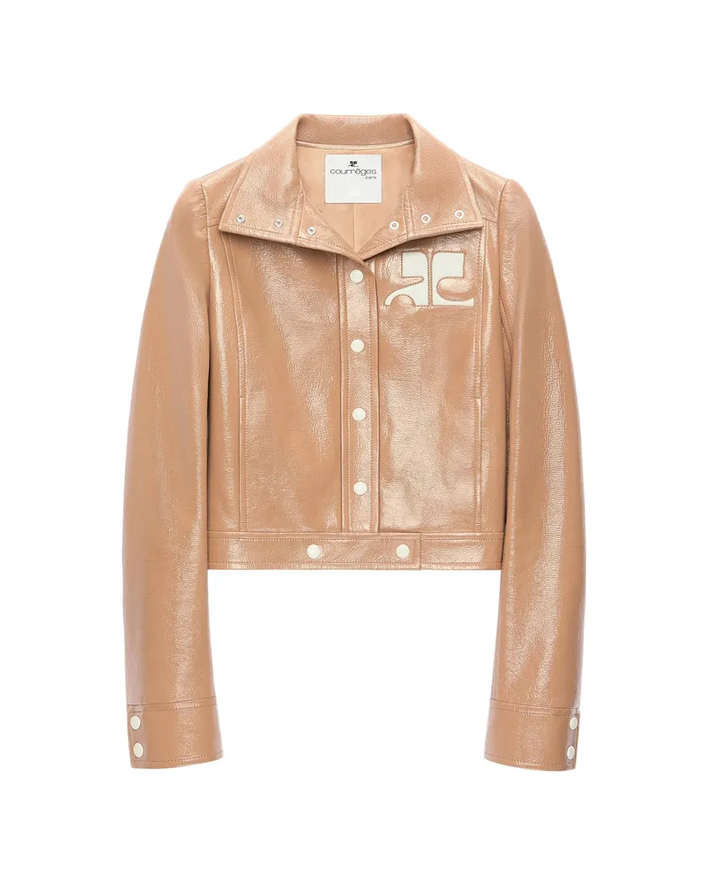 Courrèges Reedition Vinyl Cropped Jacket Neutrals
