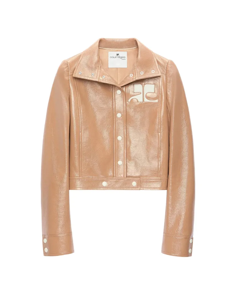 Courrèges Reedition Vinyl Cropped Jacket Neutrals