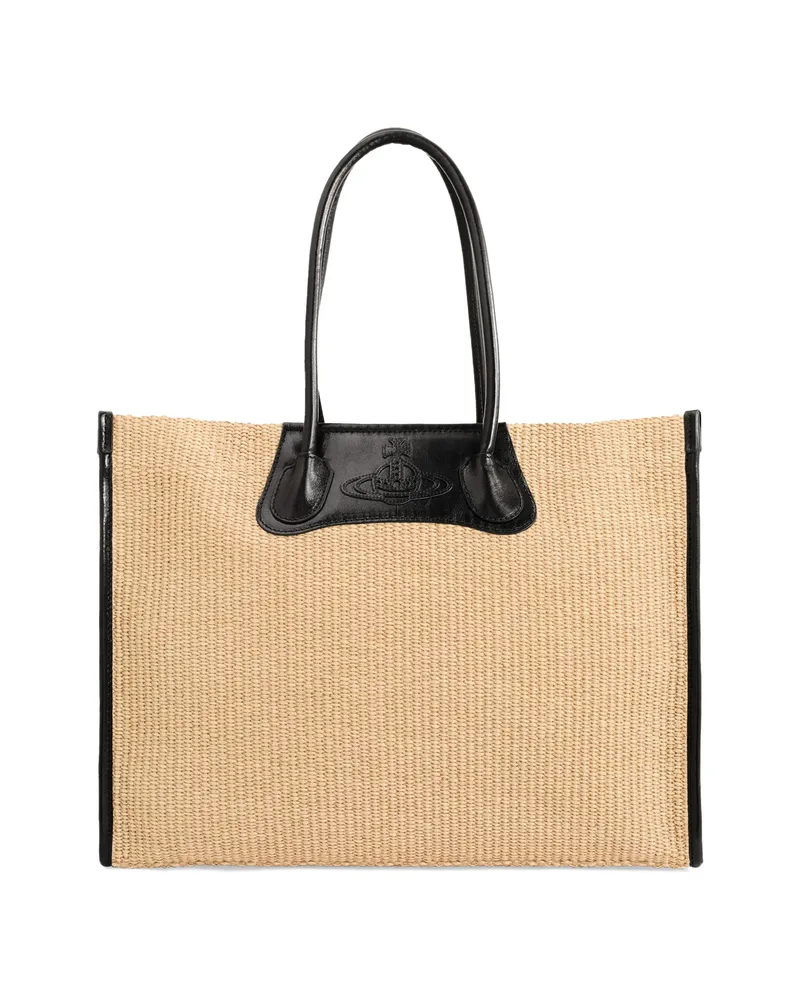Vivienne Westwood Troy Woven Tote Bag Neutrals