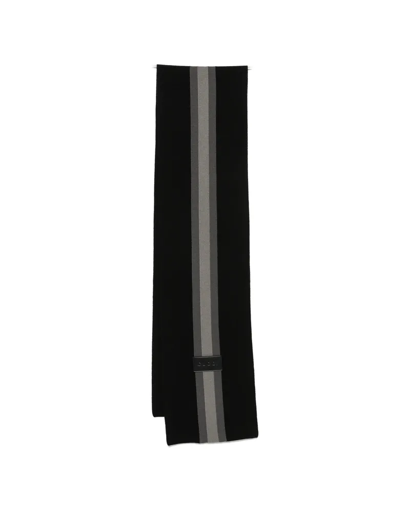Gucci Logo-patch Striped Scarf Black
