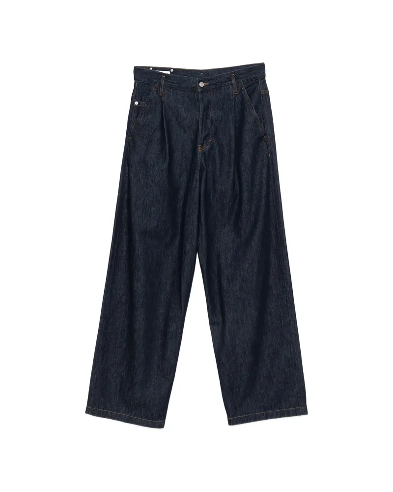 Dries van Noten Pleated Wide-leg Jeans Blue
