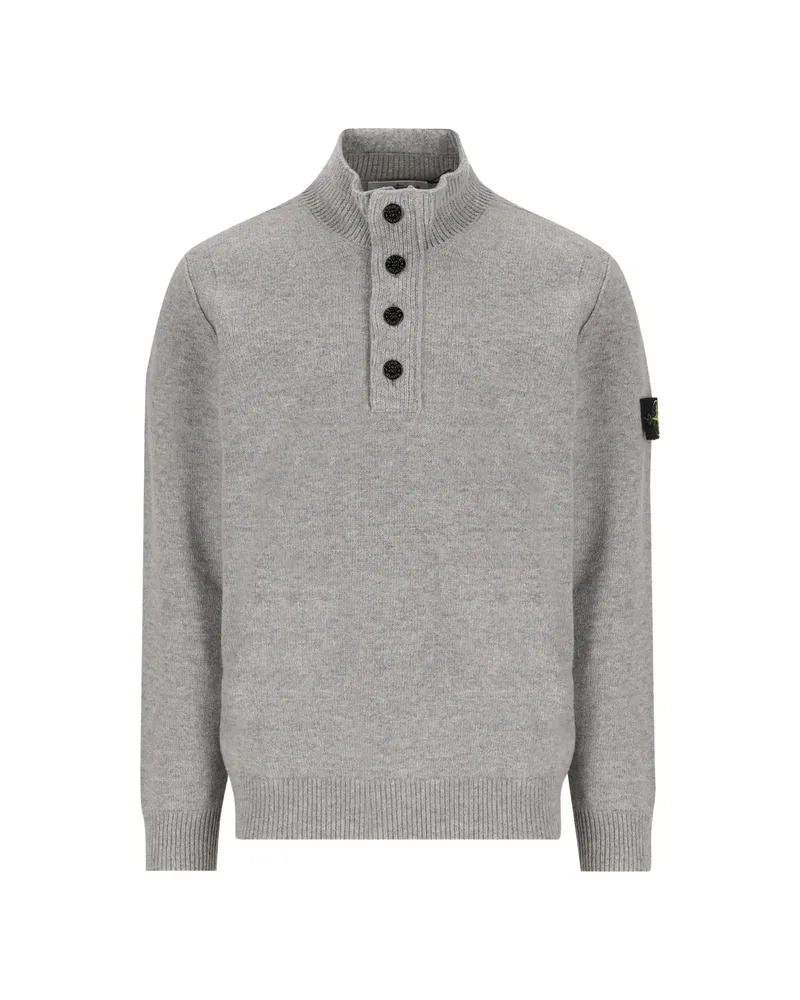 Stone Island Button-up High-neck Sweater Grey