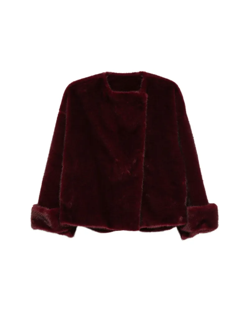 Antonelli Firenze Faux-fur Wide-collar Jacket Red
