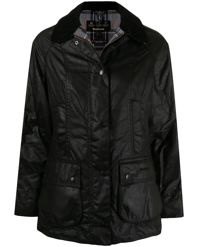 Barbour Wax-coated Buttoned-up Jacket Black