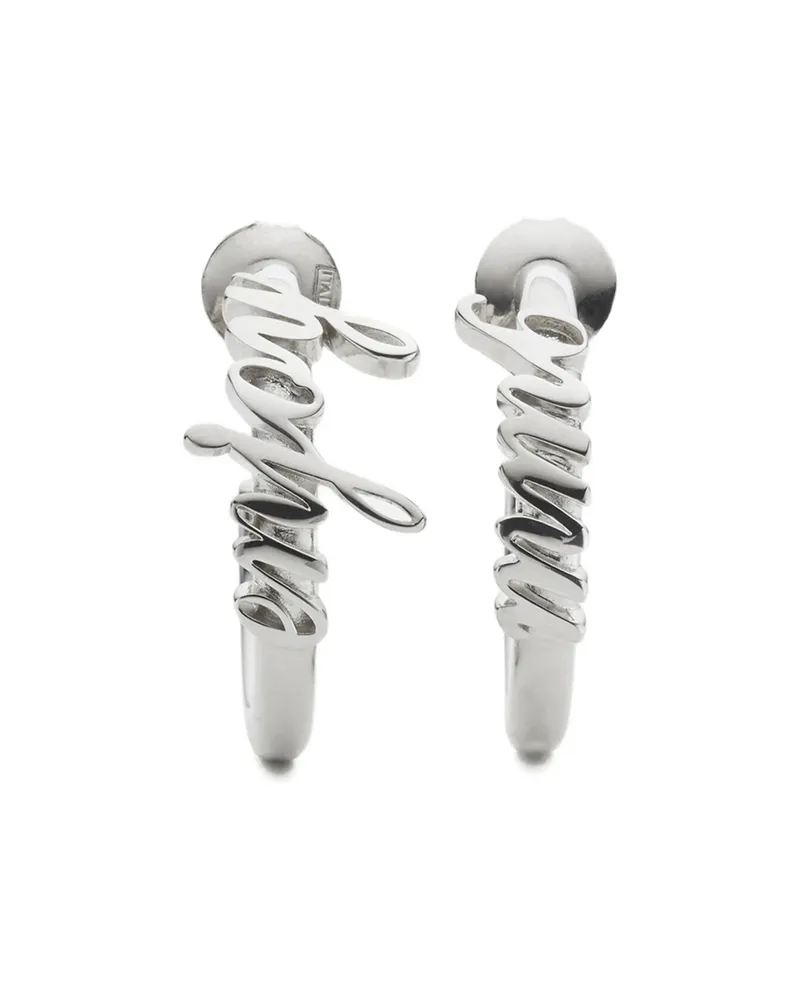 Maison Margiela Lettering Hoop Earrings Silver