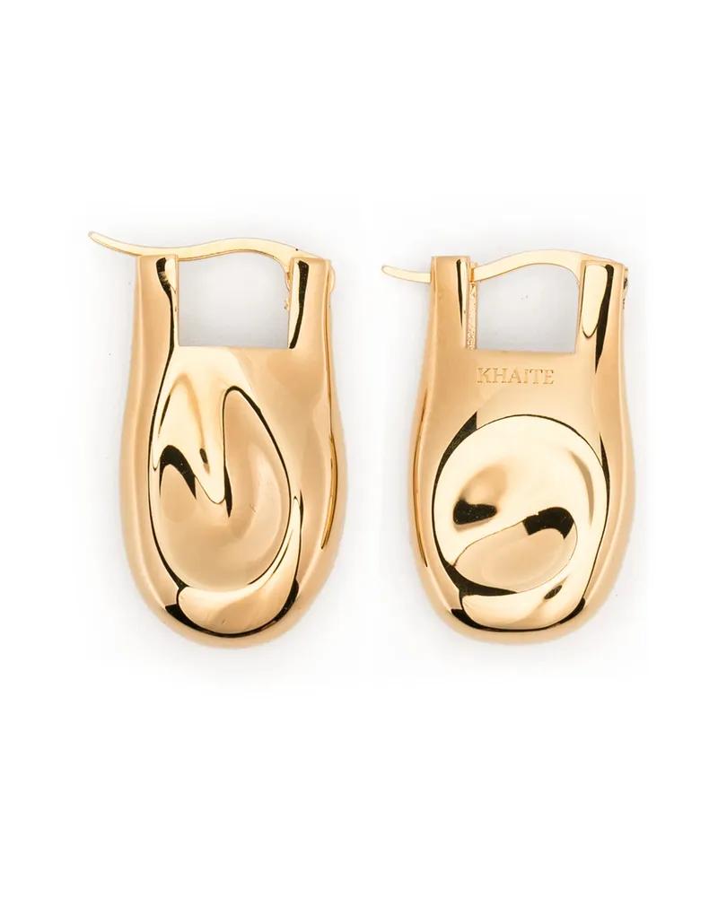 KHAITE Engraved-logo Earrings Gold