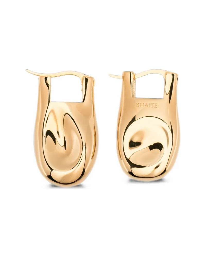 KHAITE Engraved-logo Earrings Gold