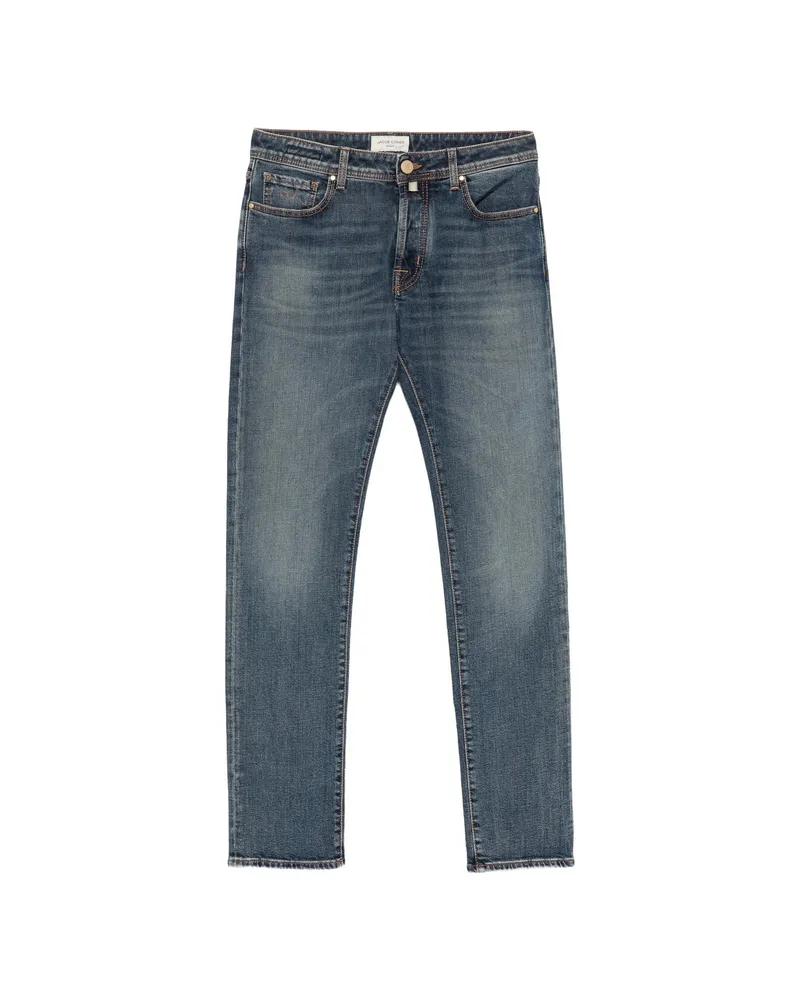 Jacob Cohën Logo-patch Whiskered Jeans Blue