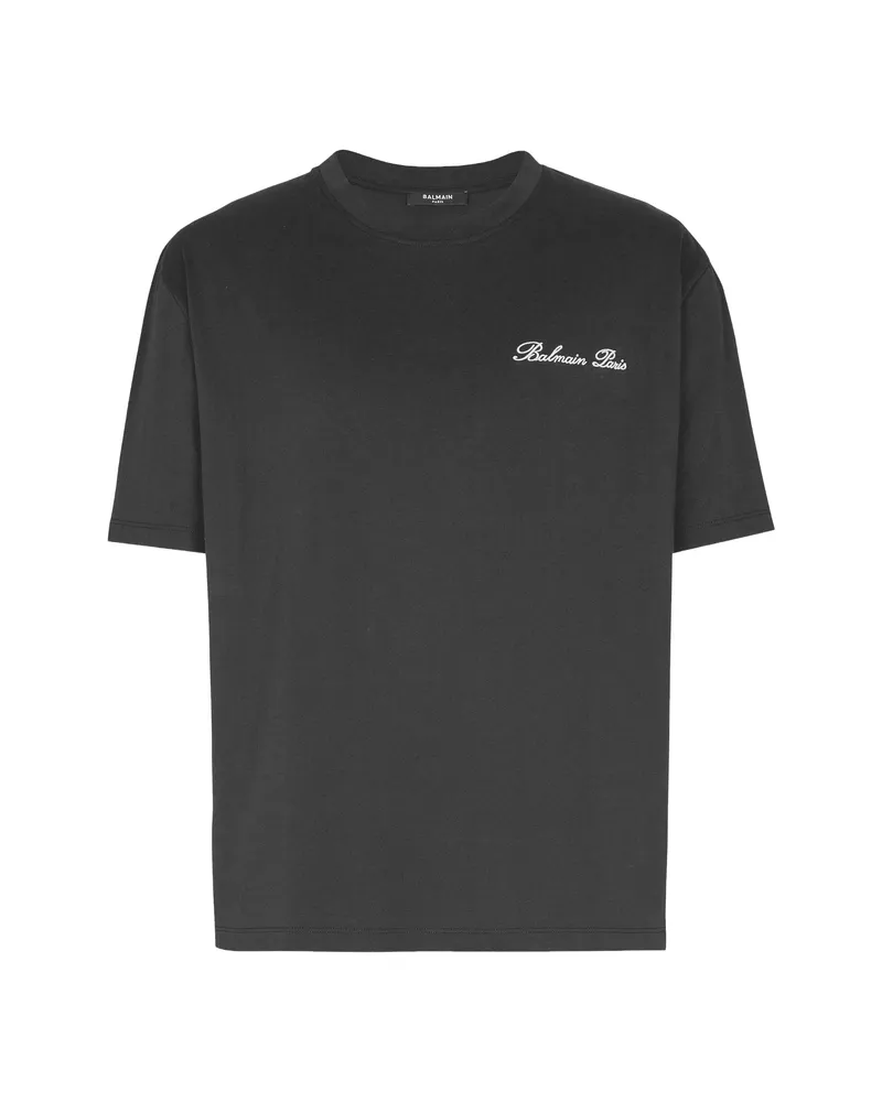 Balmain Embroidered Balmain Signature T-shirt Black