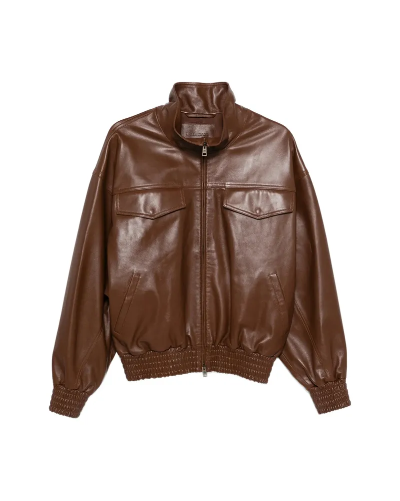 Balenciaga High-neck Zip-up Jacket Brown