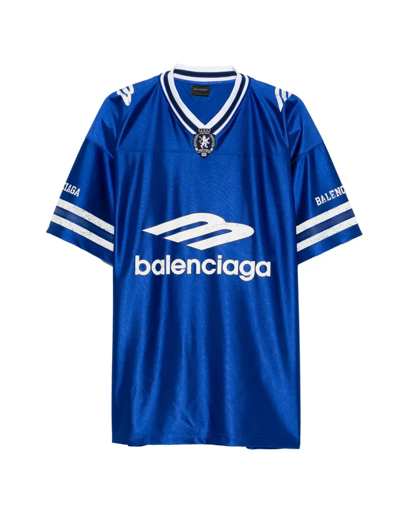 Balenciaga Logo Emblem T-shirt Blue