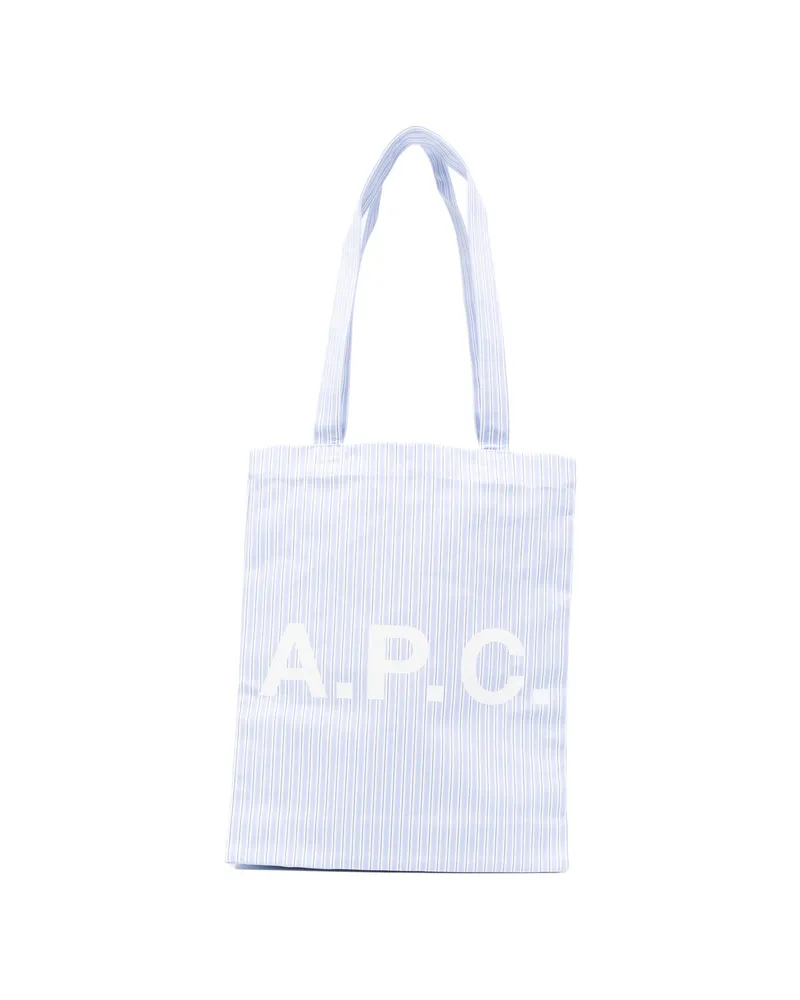 A.P.C. A. p.c. Lou Striped Tote Bag Blue