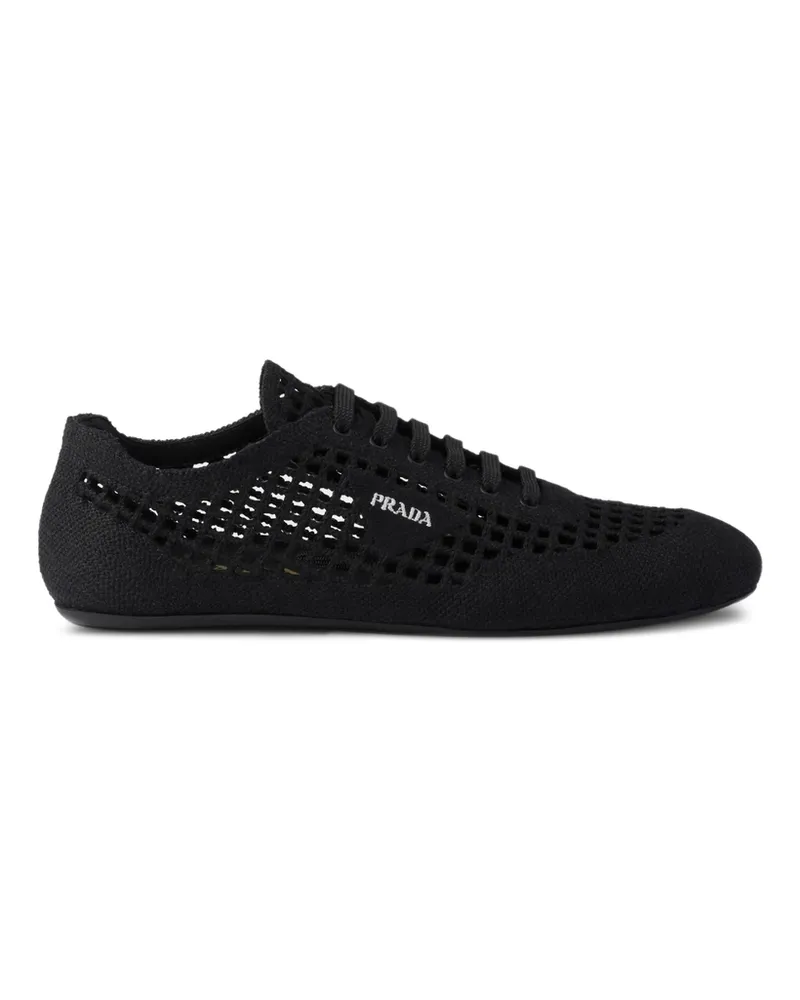 Prada Collapse Crochet Laced Sneakers Black