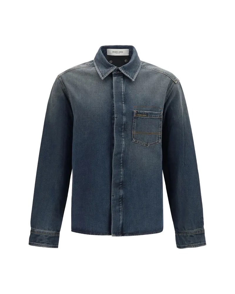 Golden Goose Patch-pocket Denim Shirt Blue