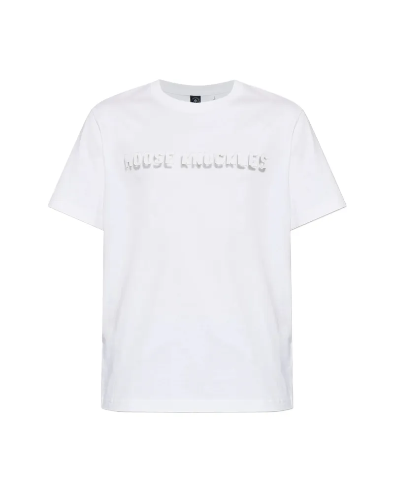 Moose Knuckles Flocked-logo T-shirt White