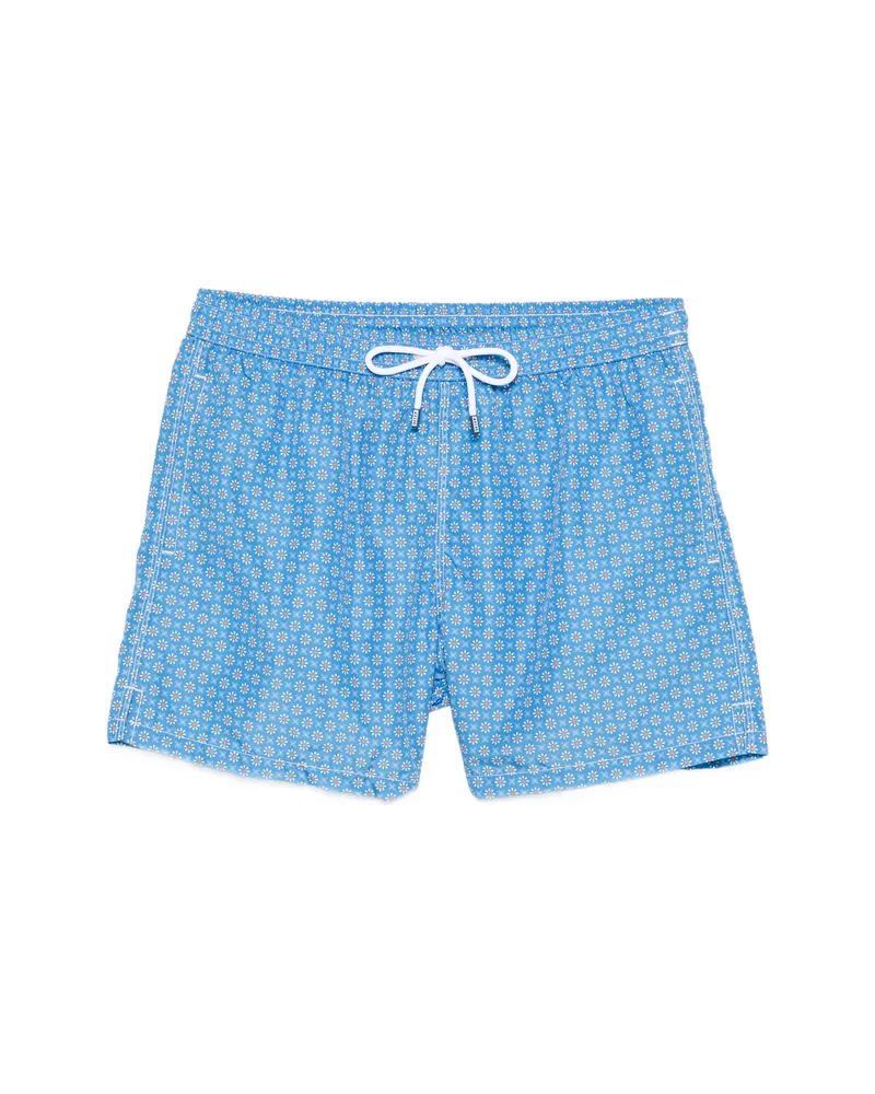 Fedeli Drawstring Print Swim Shorts Blue