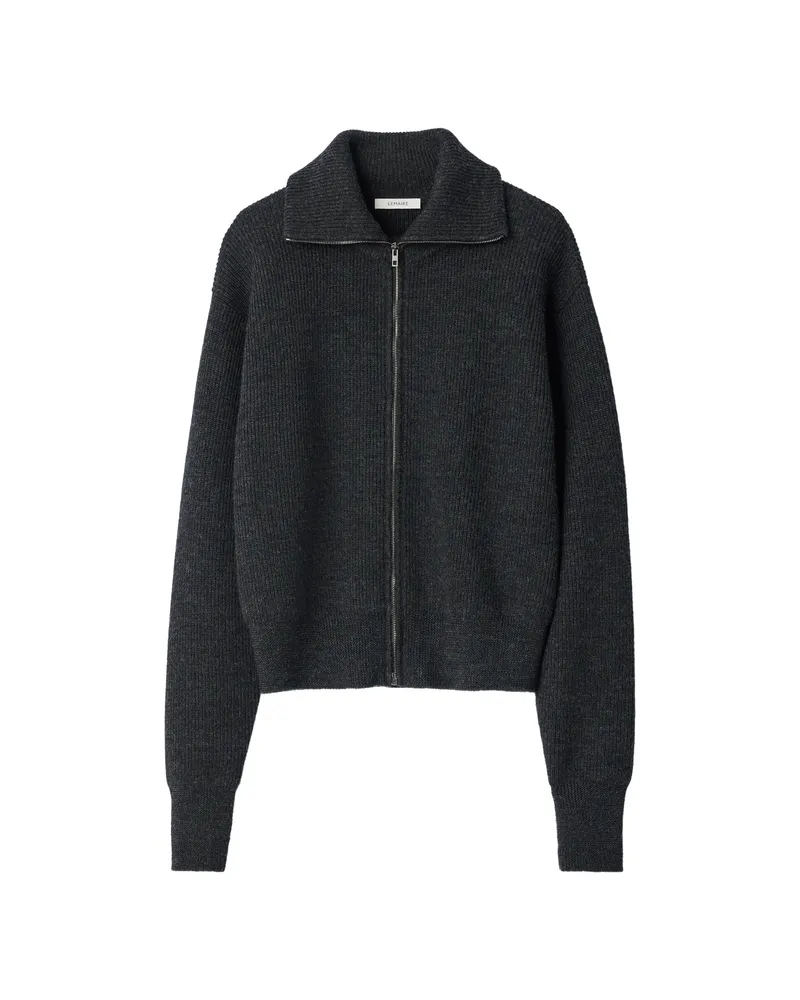 Christophe Lemaire Zipped Cardigan In Virgin Wool Grey