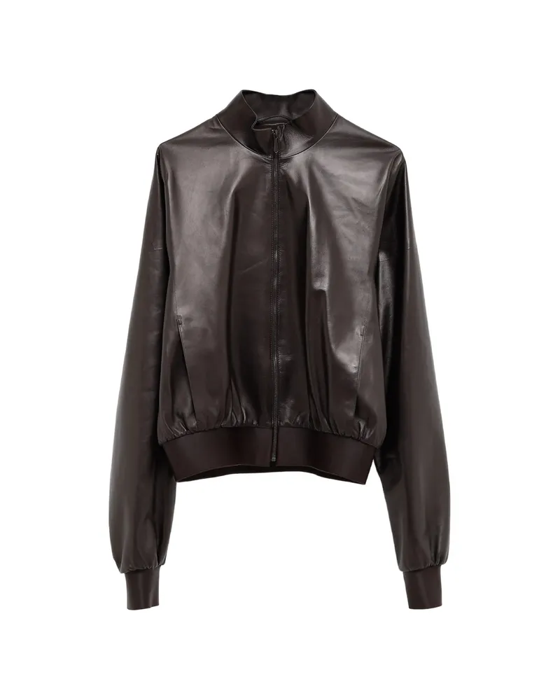 Gucci Nappa Leather Bomber Jacket Brown
