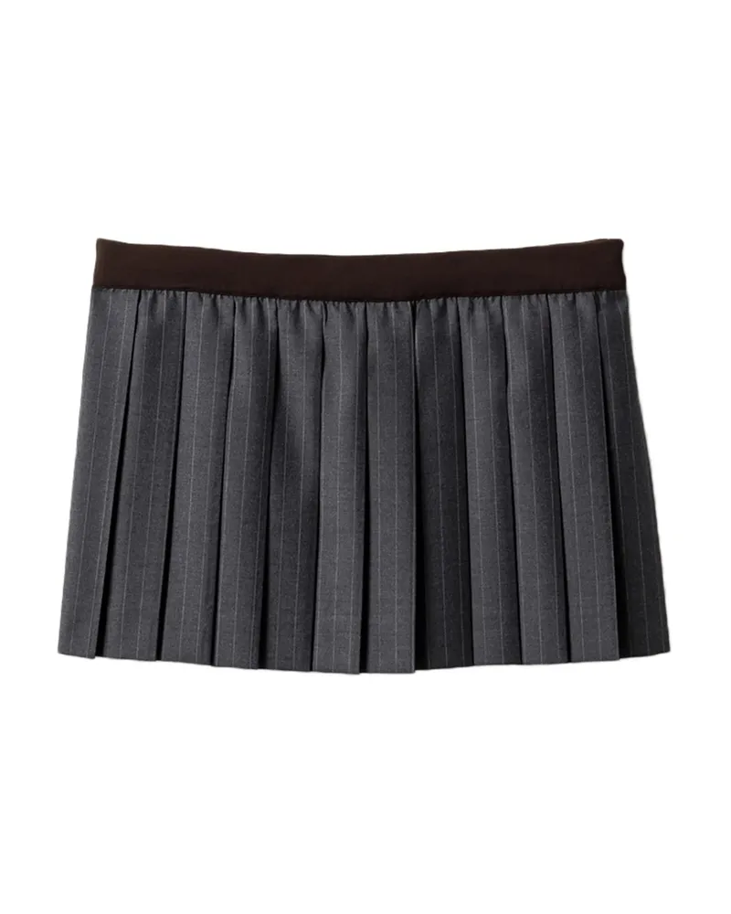 Miu Miu Pinstripe Pleated Skirt Grey