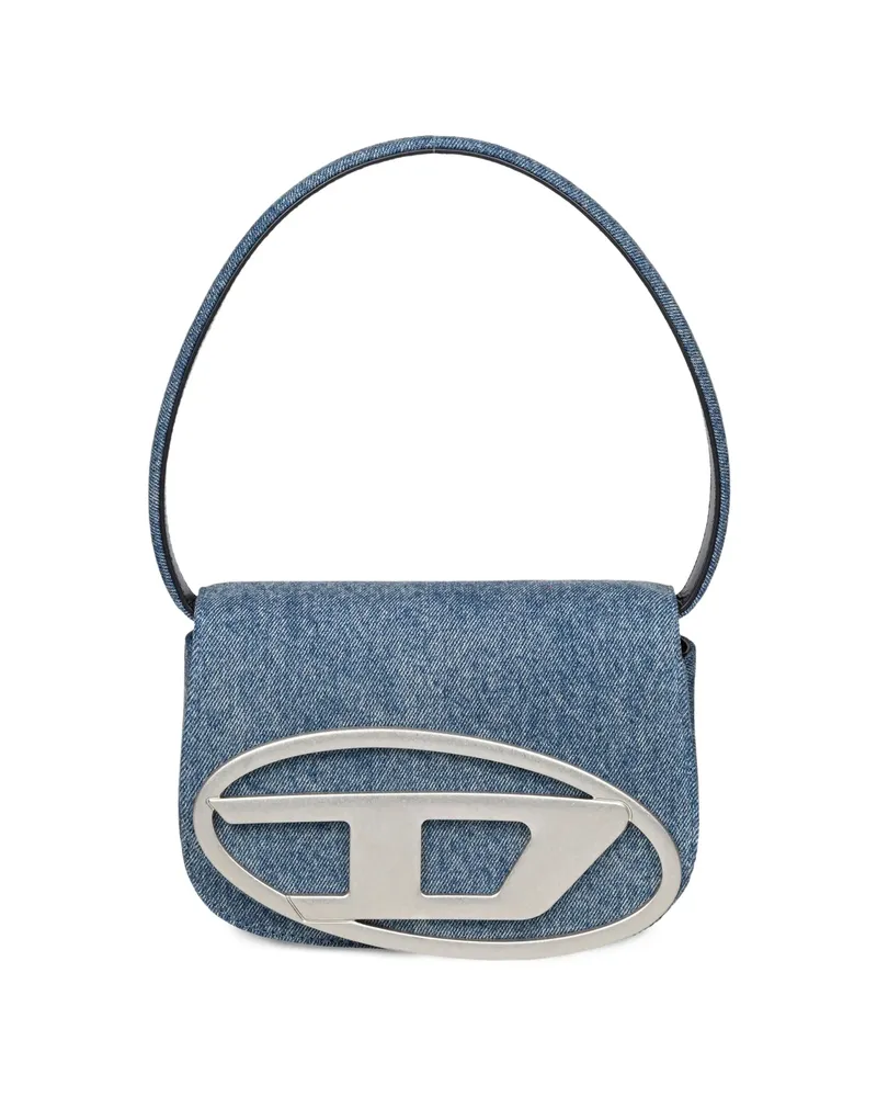 Diesel 1DR-Iconic Logo-plaque Denim Shoulder Bag Blue