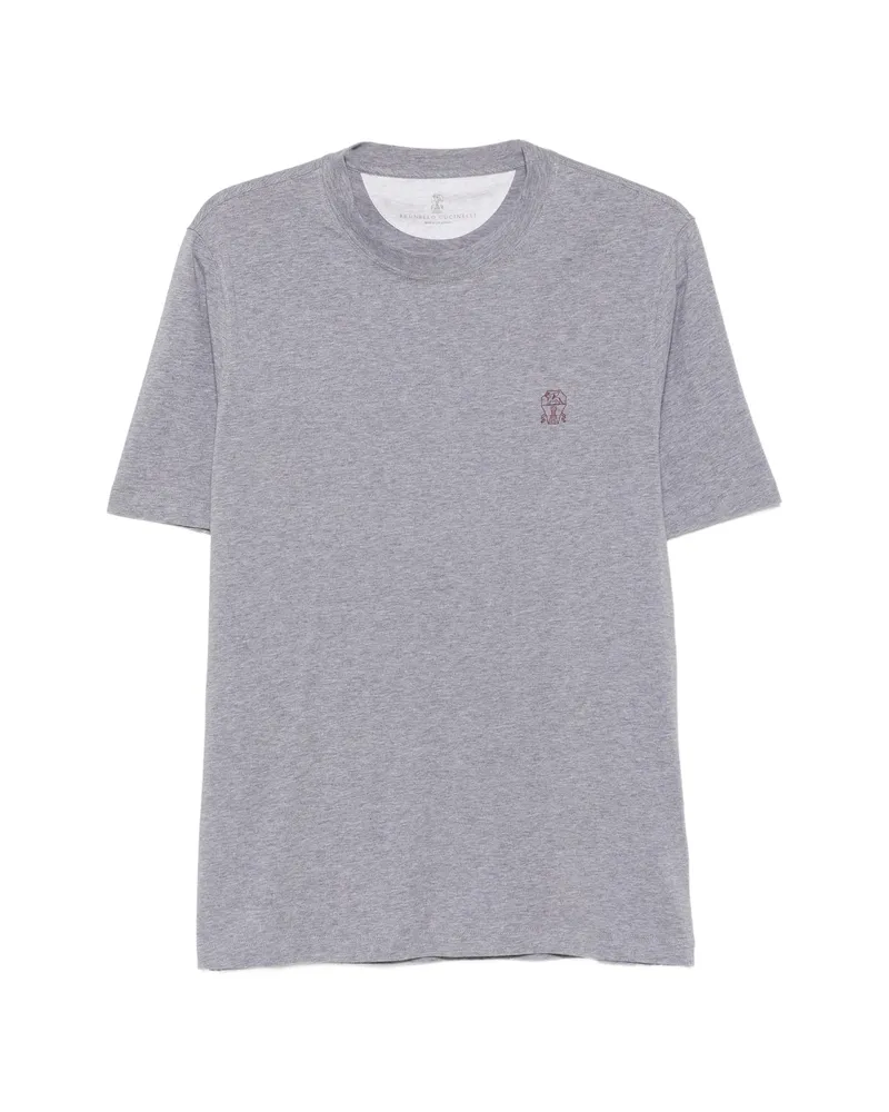 Brunello Cucinelli Logo-print T-shirt Grey