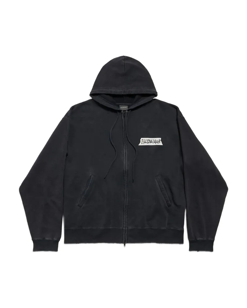 Balenciaga Hooded Zip Sweater Black